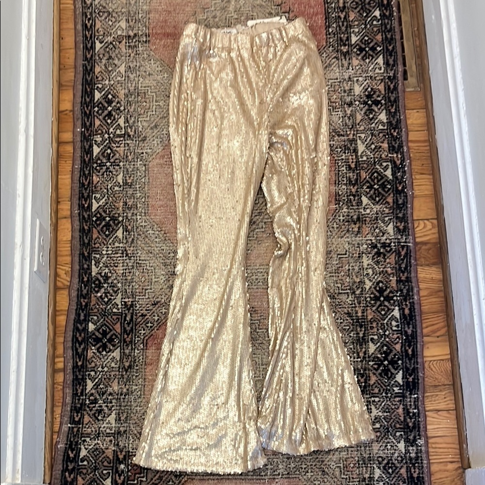 Gold Sequin Flare Pants